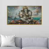 Vintage Ganesha Wall Art – Decorative Painting for Living Room